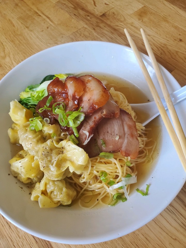 Shrimp And Pork Wontons With BBQ Pork Noodles