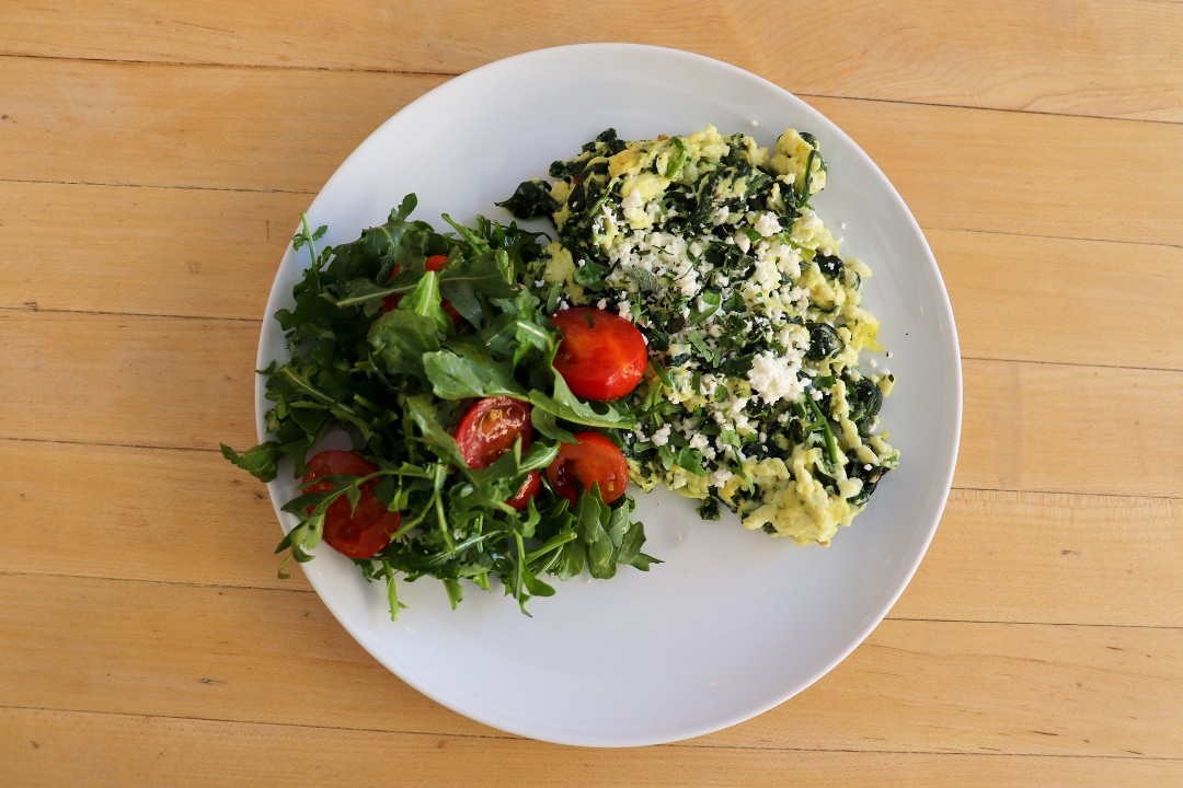 Egg White Scramble With Spinach + Feta