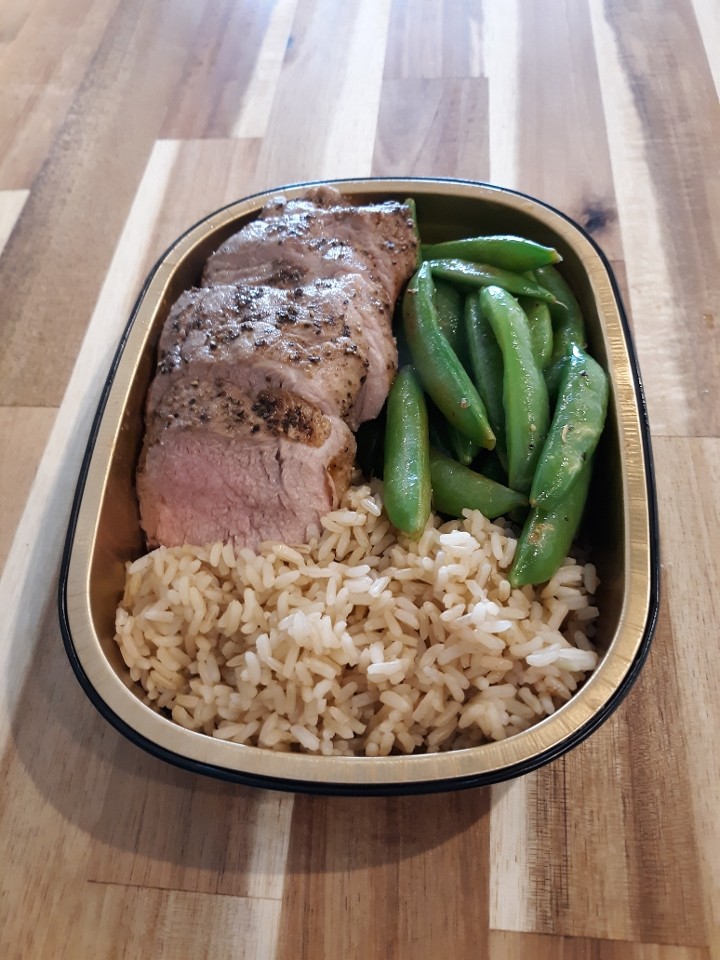 Asian Pork with Lemon Snap Peas with Brown Rice-Double