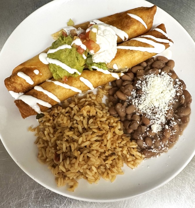 Flautas Plate w/ Rice & Beans