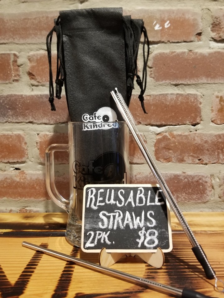 Reusable Stainless Steel Straws, Set of 2