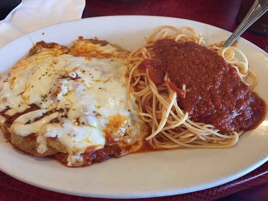 Eggplant Parmigiana dinner