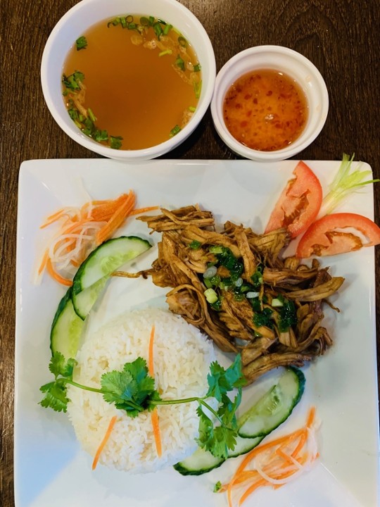 52 B . Grilled chicken with steam rice and salad, fish sauce/ Com Ga Nuong