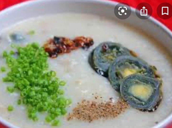 58. Rice Porridge with  Preserved Duck Eggs and ground pork/Chao Trung Vit Bac Thao