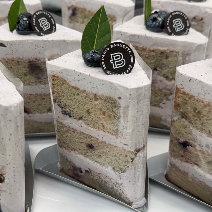 Lemon Lavender Blueberry Chiffon Cake Slice