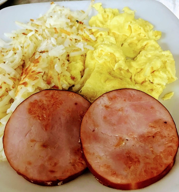 2 eggs with Canadian bacon