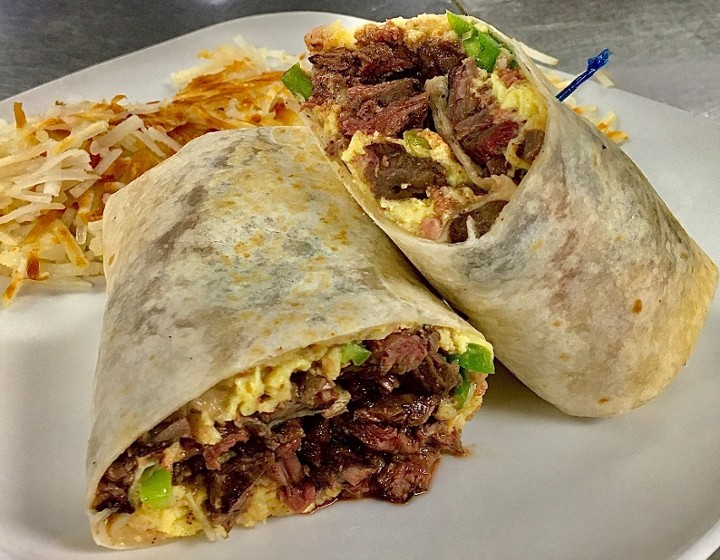 Steak breakfast burrito