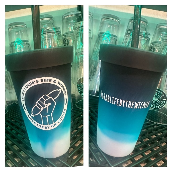Blue Cup w lid/straw