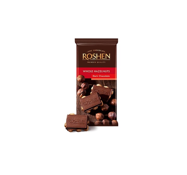 Fine Dark Chocolate Bar with Whole Hazelnuts