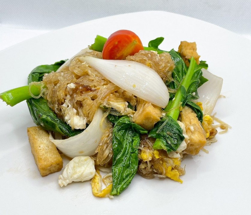 Stir-fried Woon Sen noodles with tofu (Vegetarian)