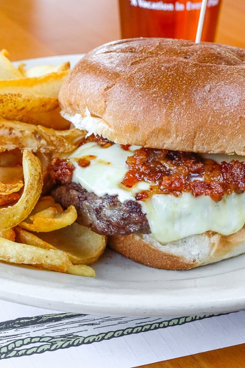 Roasted Garlic & Onion Jam Burger