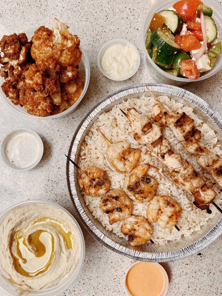 Chicken and Shrimp Kabob DINNER (4 skewers)