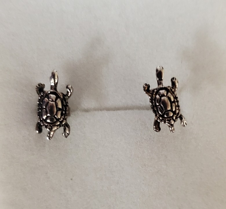 Silver Turtle Stud Earrings