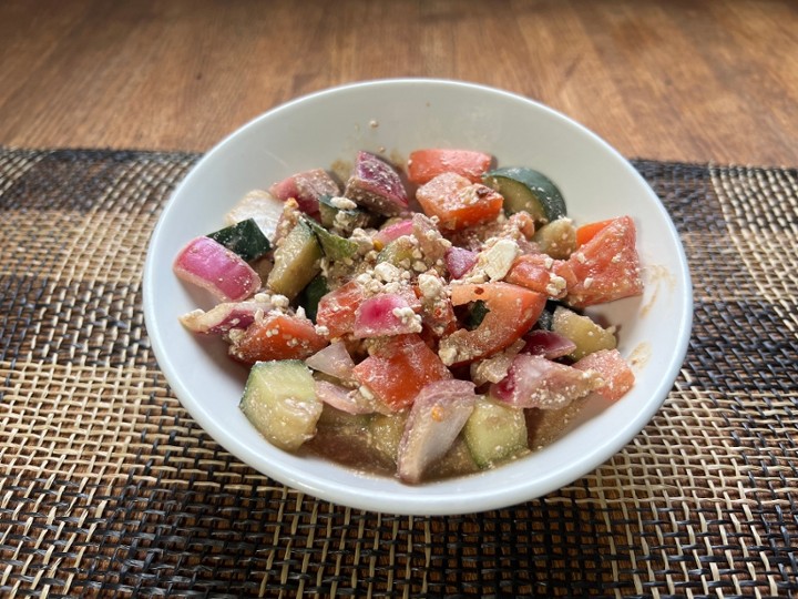 Bulgarian feta, cucumber and tomato salad