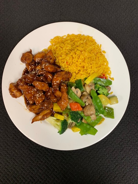 General Tso's Chicken with Rice & Vegetables