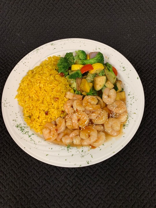 General Tso's Shrimp with Rice & Vegetables