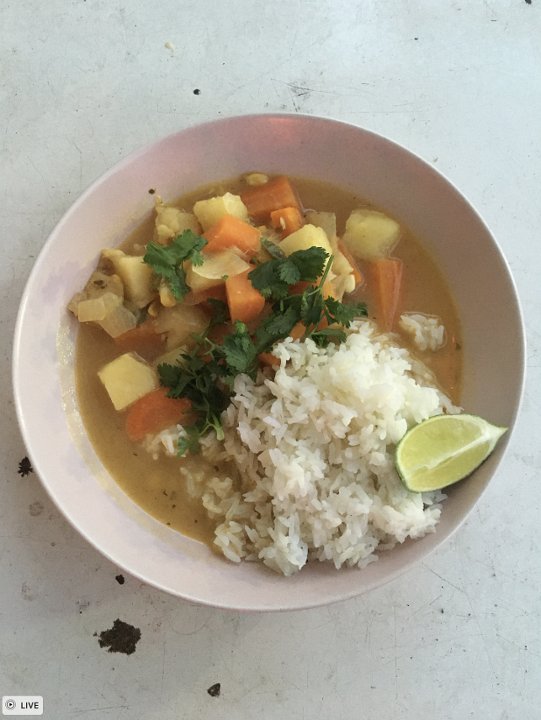 Spicy Coconut Curry Soup w/ Rice
