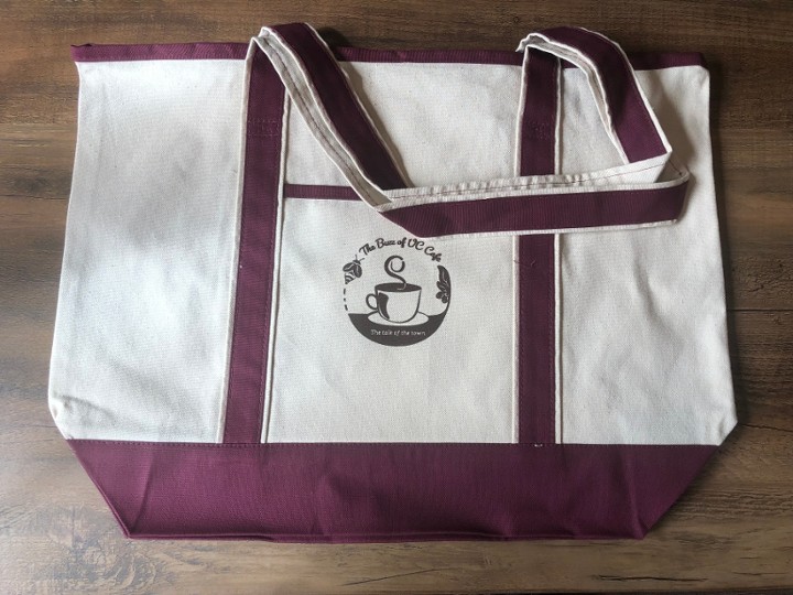 Large Burgundy Strap Tote with Small Brown Logo