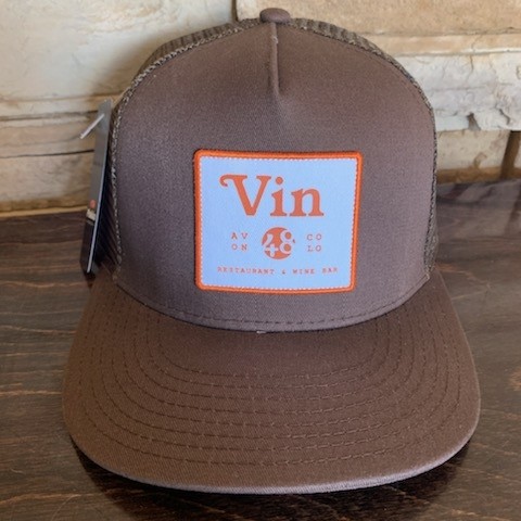 Hat brown with orange patch