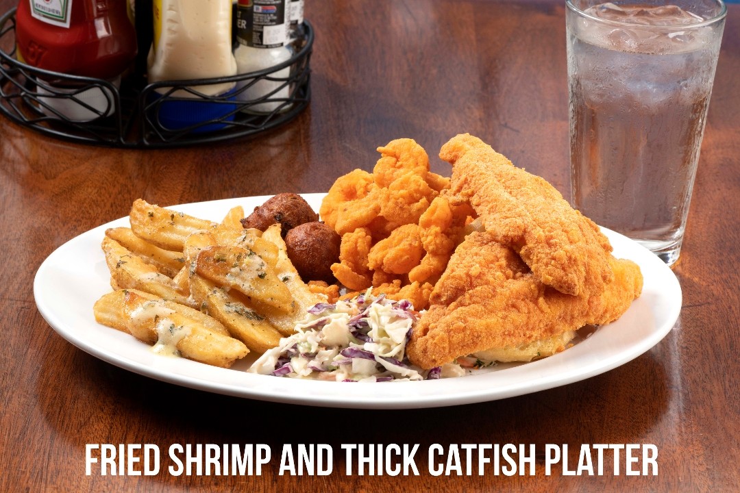 Thick Catfish & Shrimp Platter