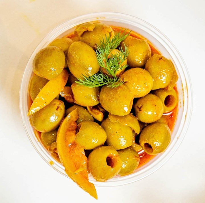 Harissa Olives w/ Preserved Lemon