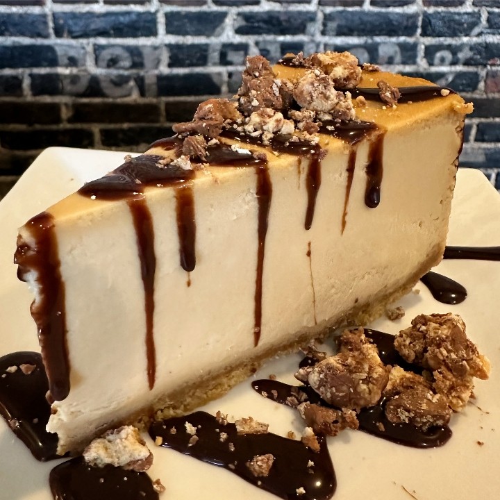 Snickers Topped Caramel Mascarpone Cheesecake