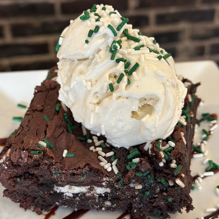 Signature Wood-Fired Brownie with Ice Cream
