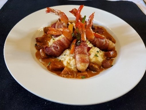 Bacon Wrapped Shrimp and Grits