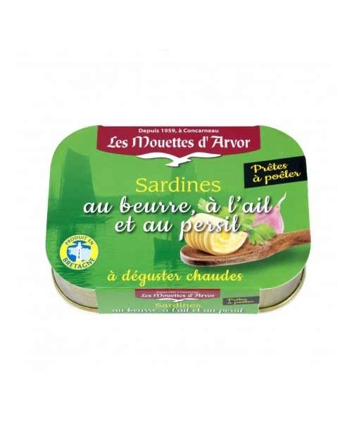Les Mouettes d'Arvor Sardines w/ Butter & Garlic (Persillade)