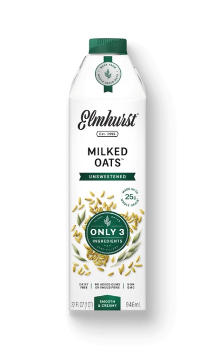Elmhurst Milked Oats (filtered water, whole grain oats, salt)