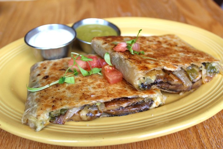 Mushroom and Poblano Rajas Quesadilla