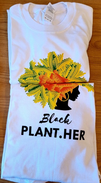 White Shortsleeve Black Plant[her] T-Shirt