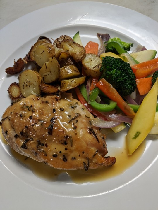 Family Style Chicken with White Wine Herb Pan Sauce