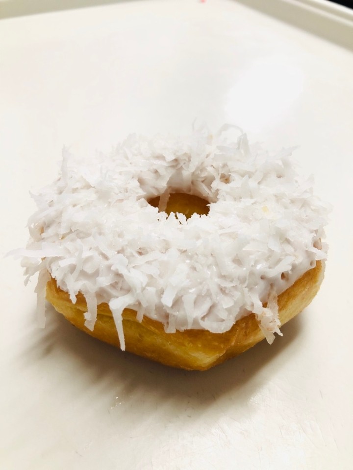 White Icing w/ Coconuts Donut