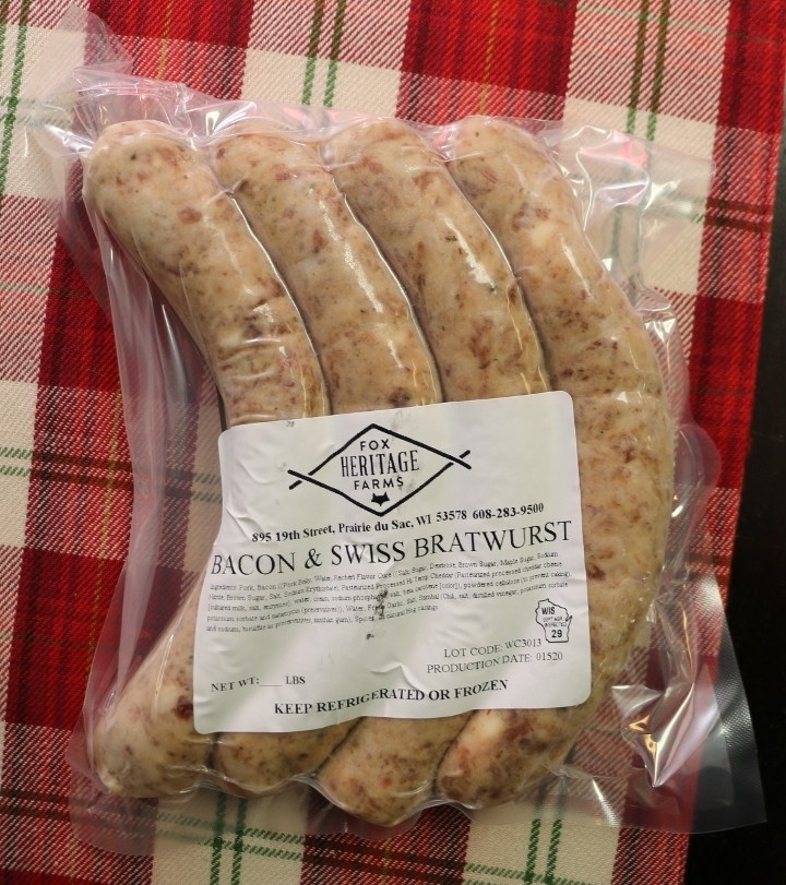 Bacon & Swiss Bratwurst - SALE