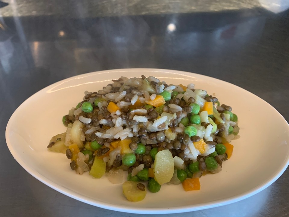 Lentils with rice and vegetables