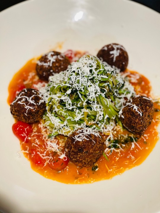 Zoodles with Eggplant Meatballs