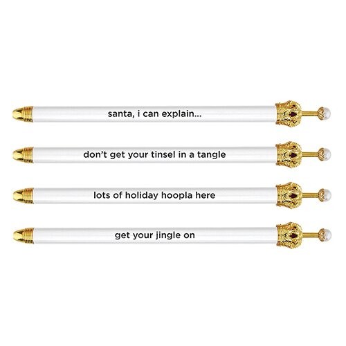 White Holiday Crown Pen