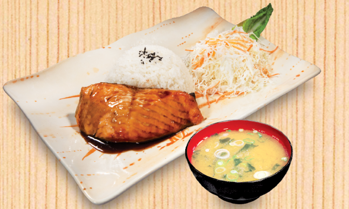 114) Teriyaki Salmon Rice Set