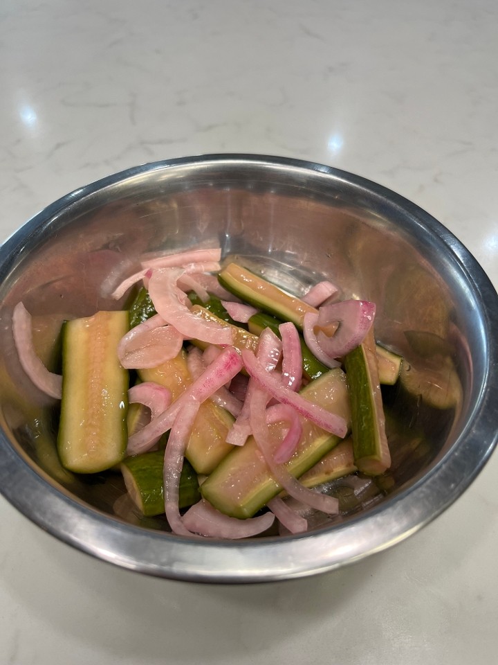 Cucumbers and onions, marinated