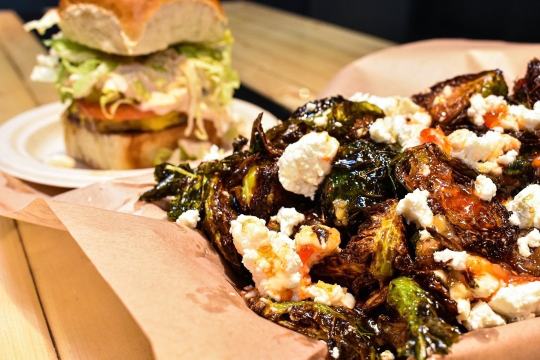 Crispy Brussel Spouts - Fried Brussel Sprouts, Sweet Thai Chili Sauce, Goat Cheese