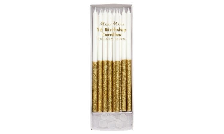 Gold Glitter Dipped Candles (x16)