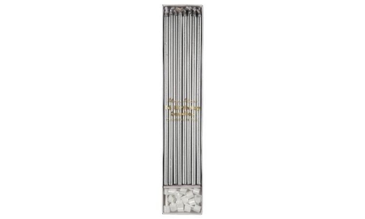 Silver Long Candles (x16)