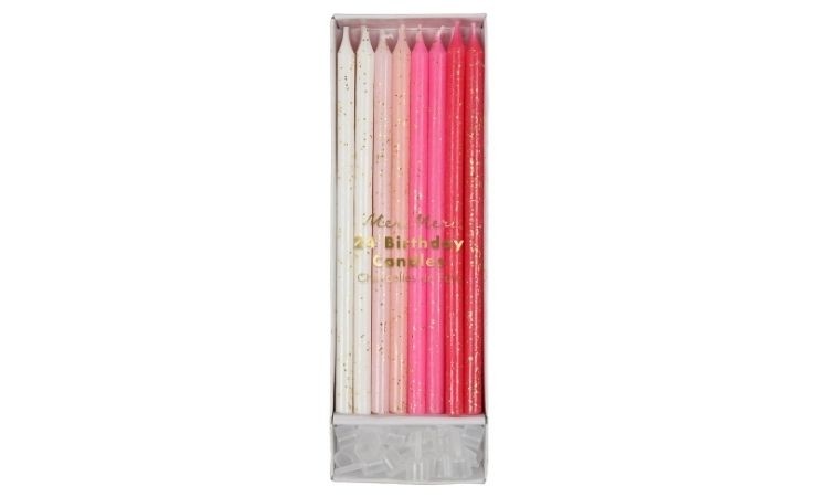 Pink Glitter Candles (x24)