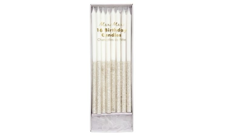 Silver Glitter Dipped Candles (x16)
