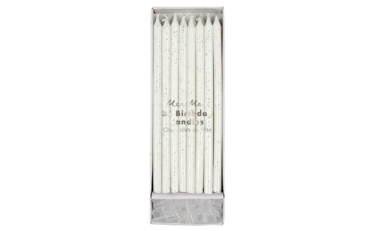 Silver Glitter Candles (x24)