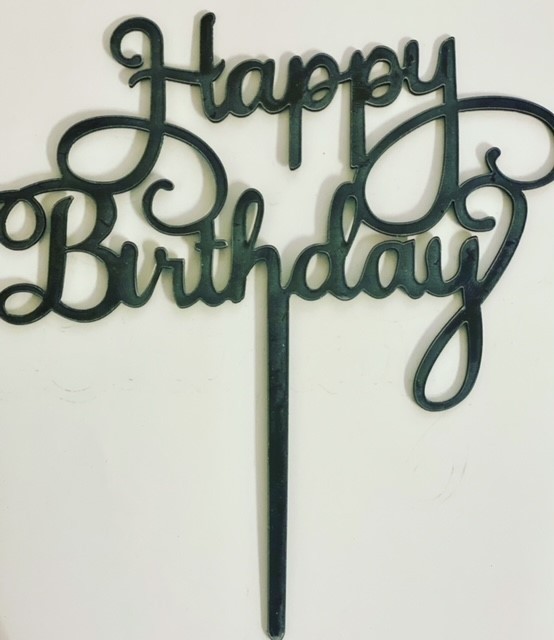 Happy Birthday Cake Topper - Black