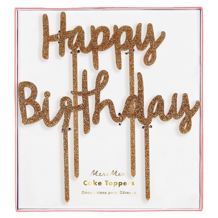 MM Cake Topper - Happy Birthday - Gold