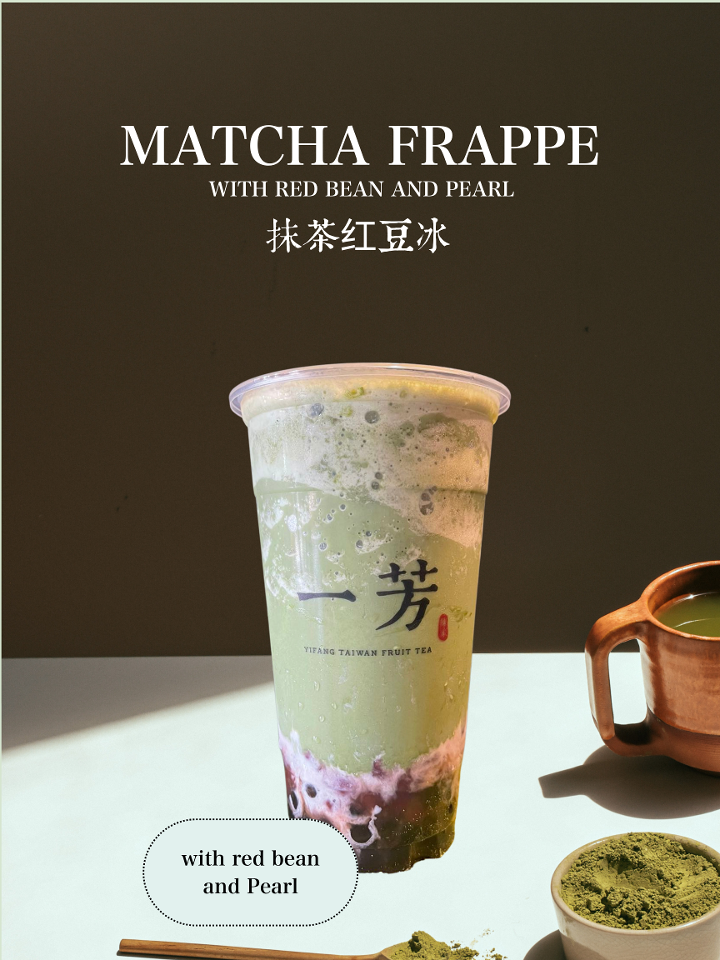 Matcha Frappe with Red Bean and Pearl (Blended)