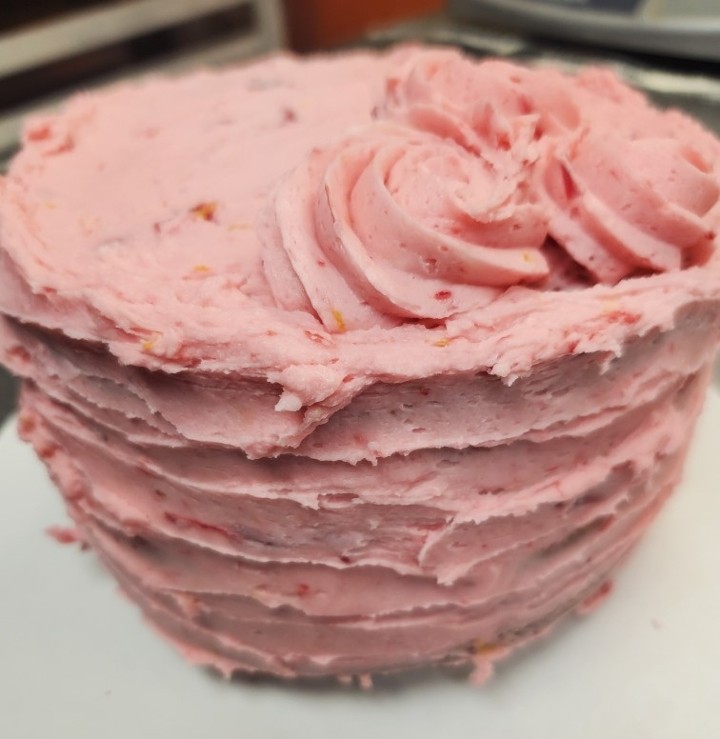 Vanilla Layer Cake w/ cranberry orange butter cream